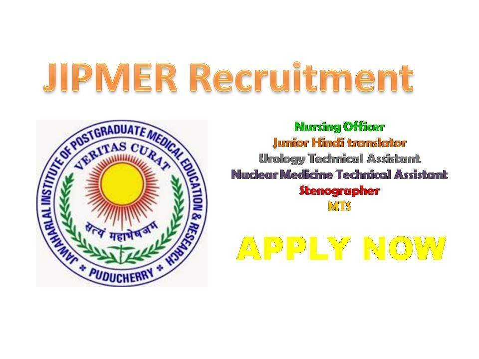 JIPMER Puducherry Nursing Recruitment 2019 for GNM B Sc Nursing